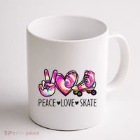 Peace Love Skate Tie Dye Roller Skating For Coffee Mug thumb 1