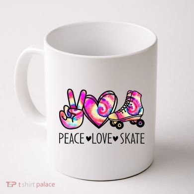 Peace Love Skate Tie Dye Roller Skating For Coffee Mug