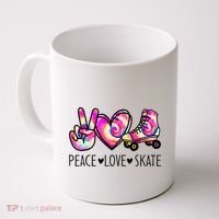 Peace Love Skate Tie Dye Roller Skating For Coffee Mug thumb 0