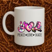 Peace Love Skate Tie Dye Roller Skating For Coffee Mug thumb 2