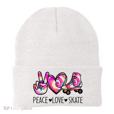 Peace Love Skate Tie Dye Roller Skating For Beanie