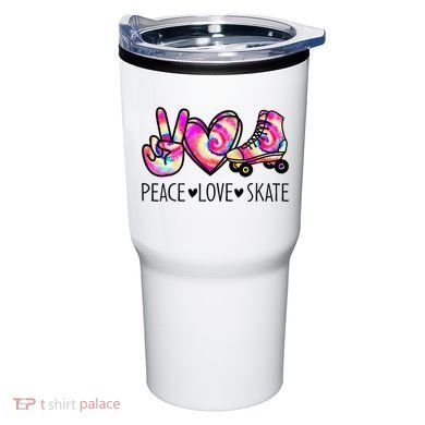 Peace Love Skate Tie Dye Roller Skating For Tumbler