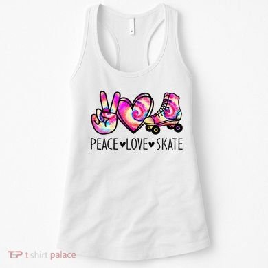 Peace Love Skate Tie Dye Roller Skating For Women's Tank Top