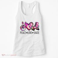Peace Love Skate Tie Dye Roller Skating For Women's Tank Top thumb 0