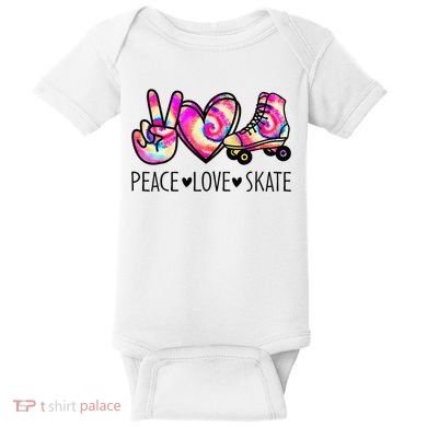 Peace Love Skate Tie Dye Roller Skating For Baby Bodysuit