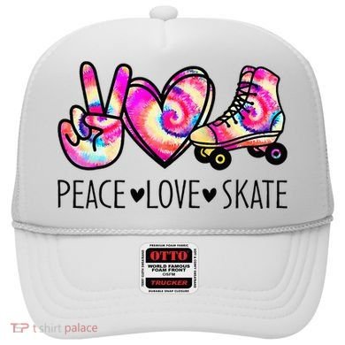 Peace Love Skate Tie Dye Roller Skating For Hat