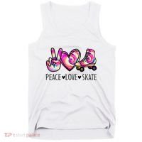 Peace Love Skate Tie Dye Roller Skating For Tank Top thumb 0
