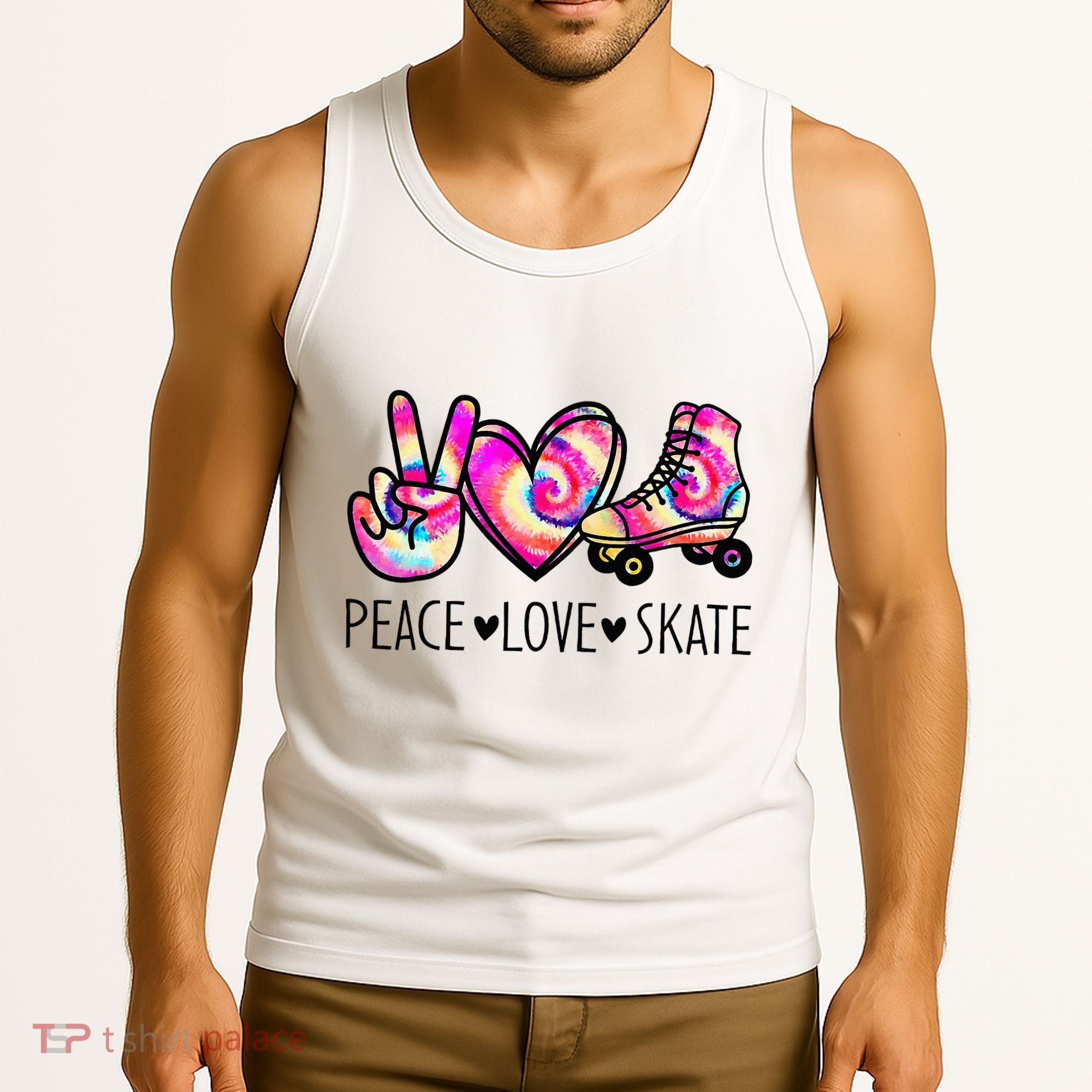 Peace Love Skate Tie Dye Roller Skating For Tank Top