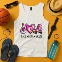 Peace Love Skate Tie Dye Roller Skating For Tank Top thumb 4