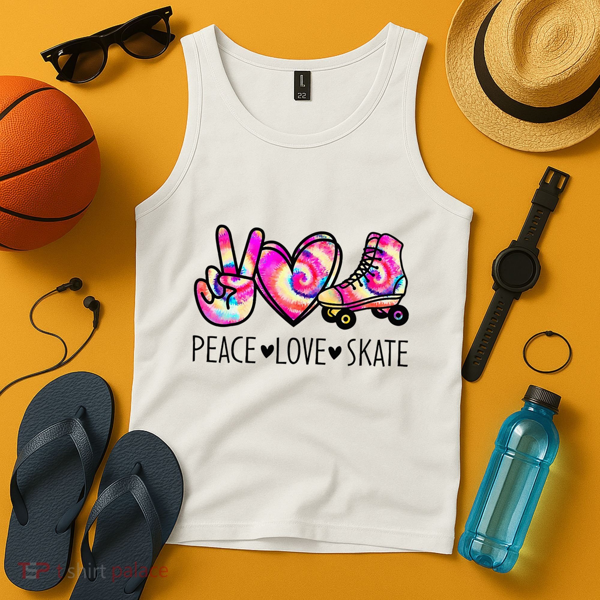 Peace Love Skate Tie Dye Roller Skating For Tank Top