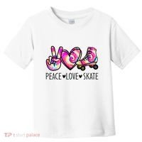 Peace Love Skate Tie Dye Roller Skating For Toddler T-Shirt thumb 0