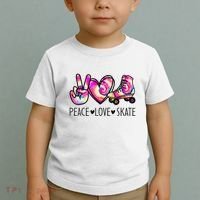 Peace Love Skate Tie Dye Roller Skating For Toddler T-Shirt thumb 2