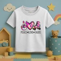Peace Love Skate Tie Dye Roller Skating For Toddler T-Shirt thumb 3