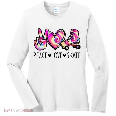 Peace Love Skate Tie Dye Roller Skating For Women's Long Sleeve Shirt