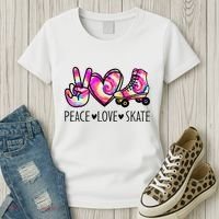Peace Love Skate Tie Dye Roller Skating For Women's T-Shirt thumb 3