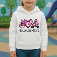 Peace Love Skate Tie Dye Roller Skating For Kids Hoodie thumb 3