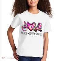 Peace Love Skate Tie Dye Roller Skating For Kids T-Shirt thumb 2