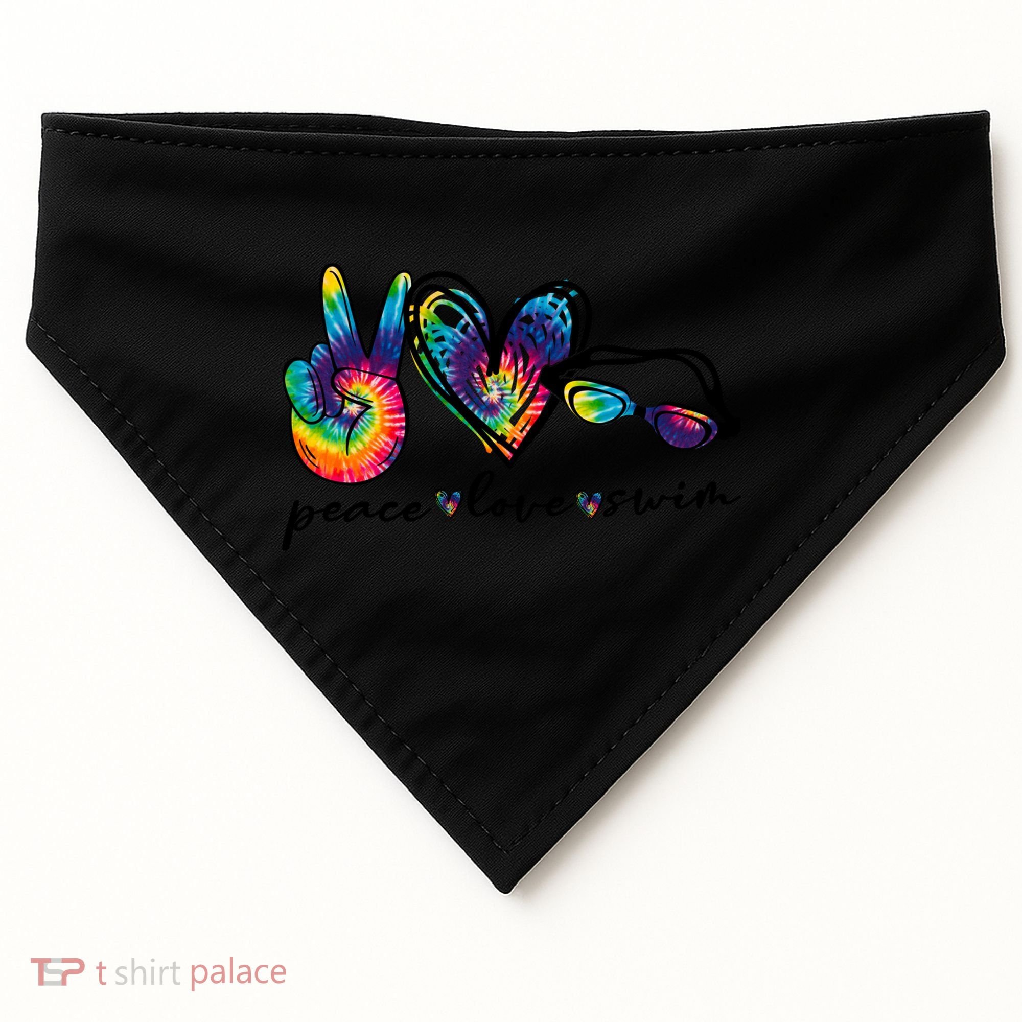 Peace Love Swim Goggles Tie Dye Swimmer Swimming Gift USA-Made Doggie Bandana