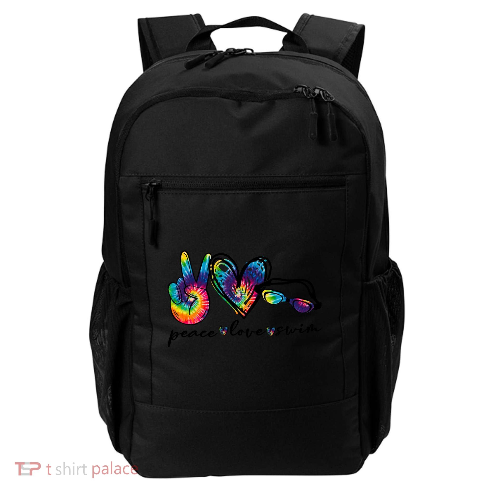 Peace Love Swim Goggles Tie Dye Swimmer Swimming Gift Backpack