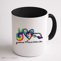 Peace Love Swim Goggles Tie Dye Swimmer Swimming Gift Coffee Mug thumb 1