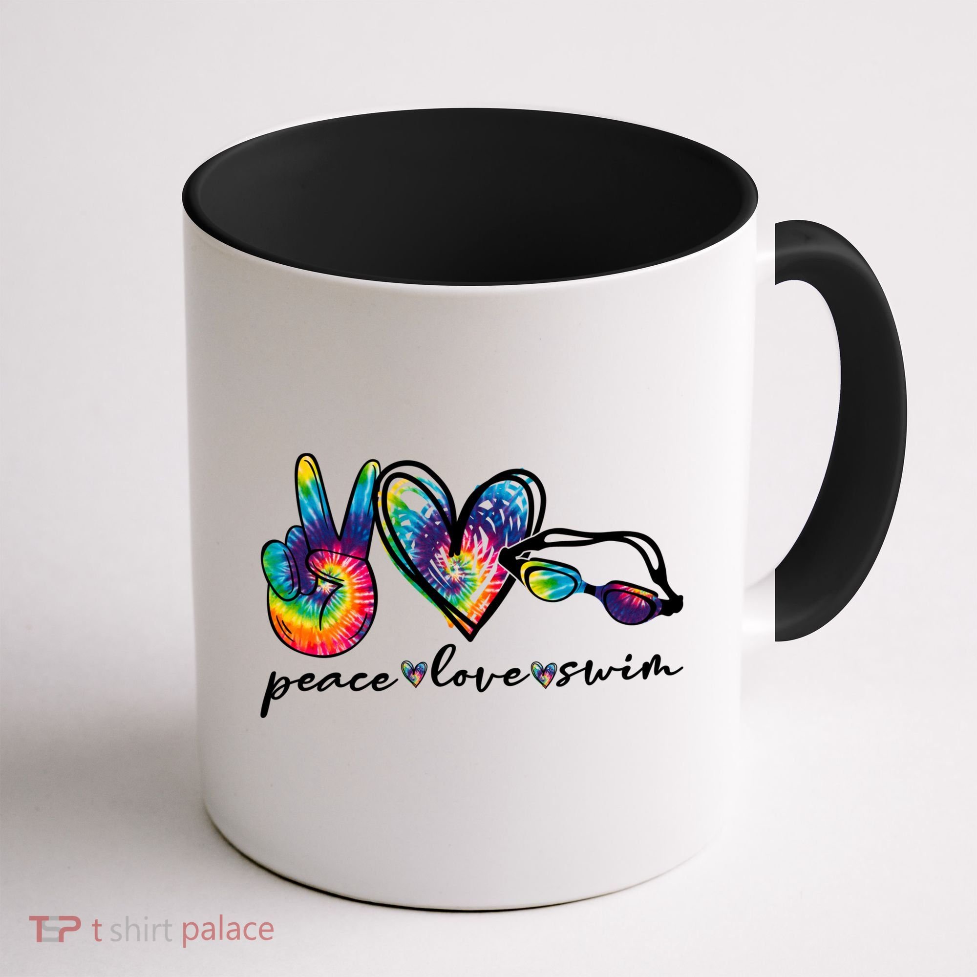 Peace Love Swim Goggles Tie Dye Swimmer Swimming Gift Coffee Mug