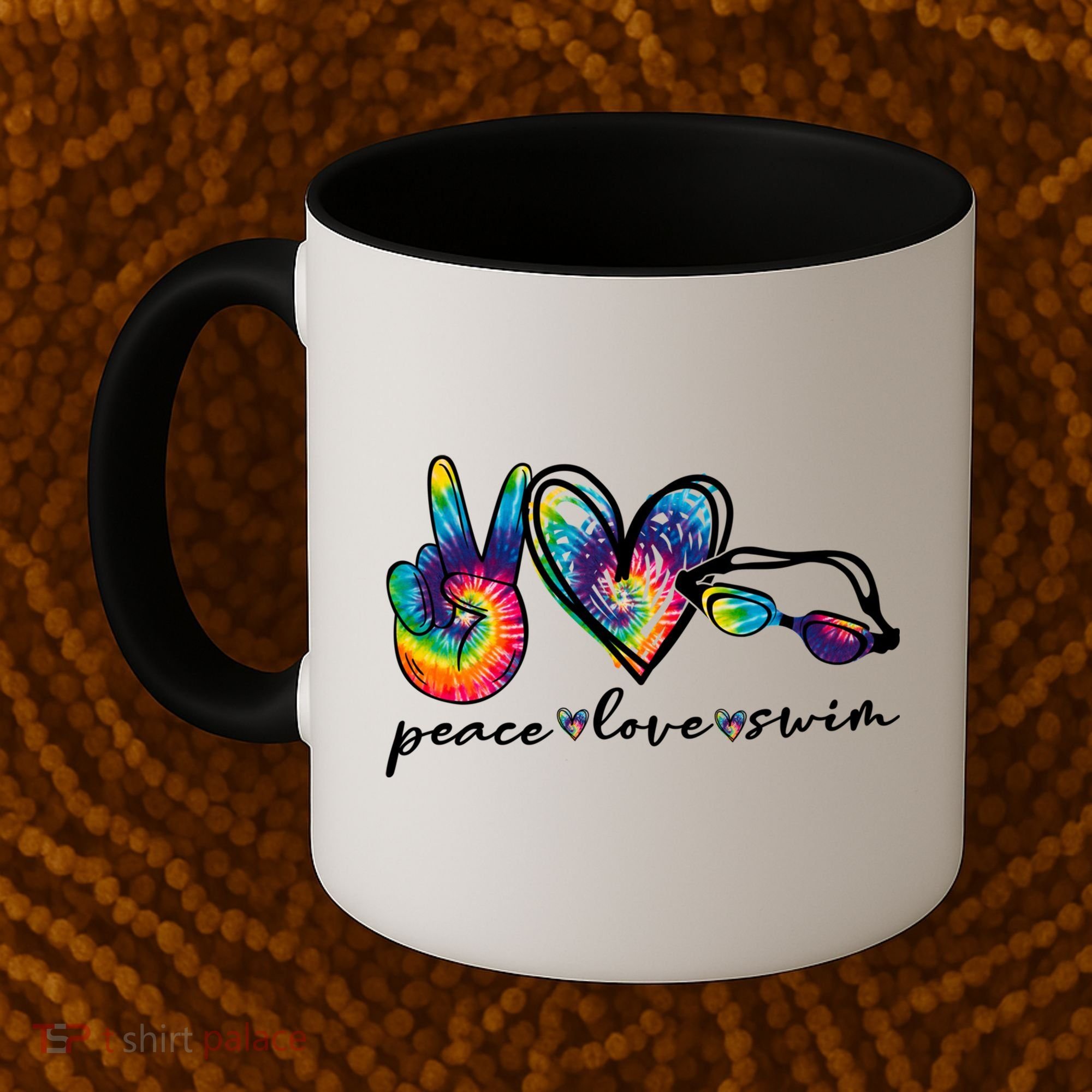 Peace Love Swim Goggles Tie Dye Swimmer Swimming Gift Coffee Mug