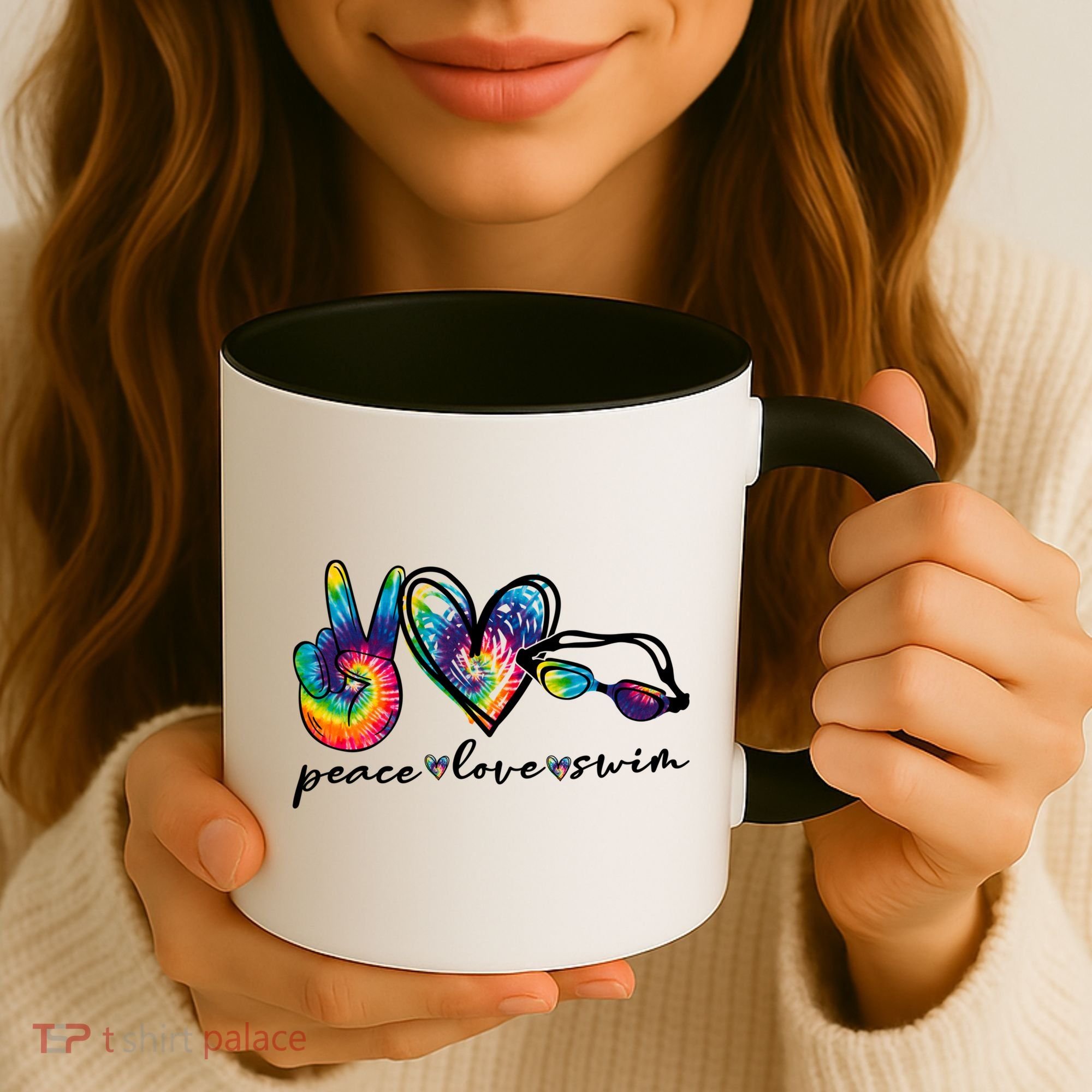 Peace Love Swim Goggles Tie Dye Swimmer Swimming Gift Coffee Mug