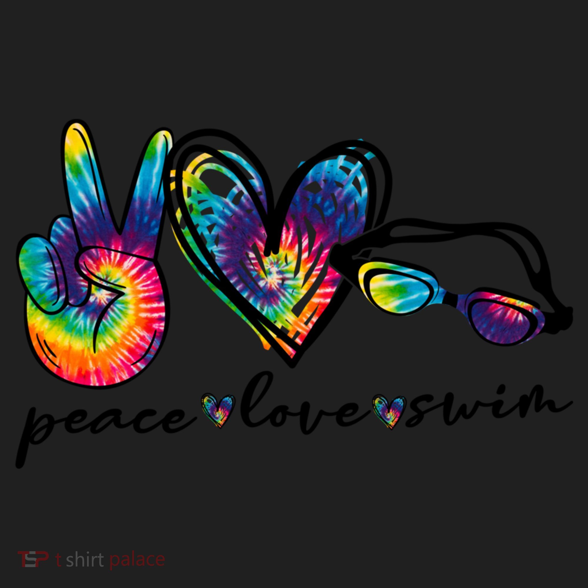 Peace Love Swim Goggles Tie Dye Swimmer Swimming Gift Beanie