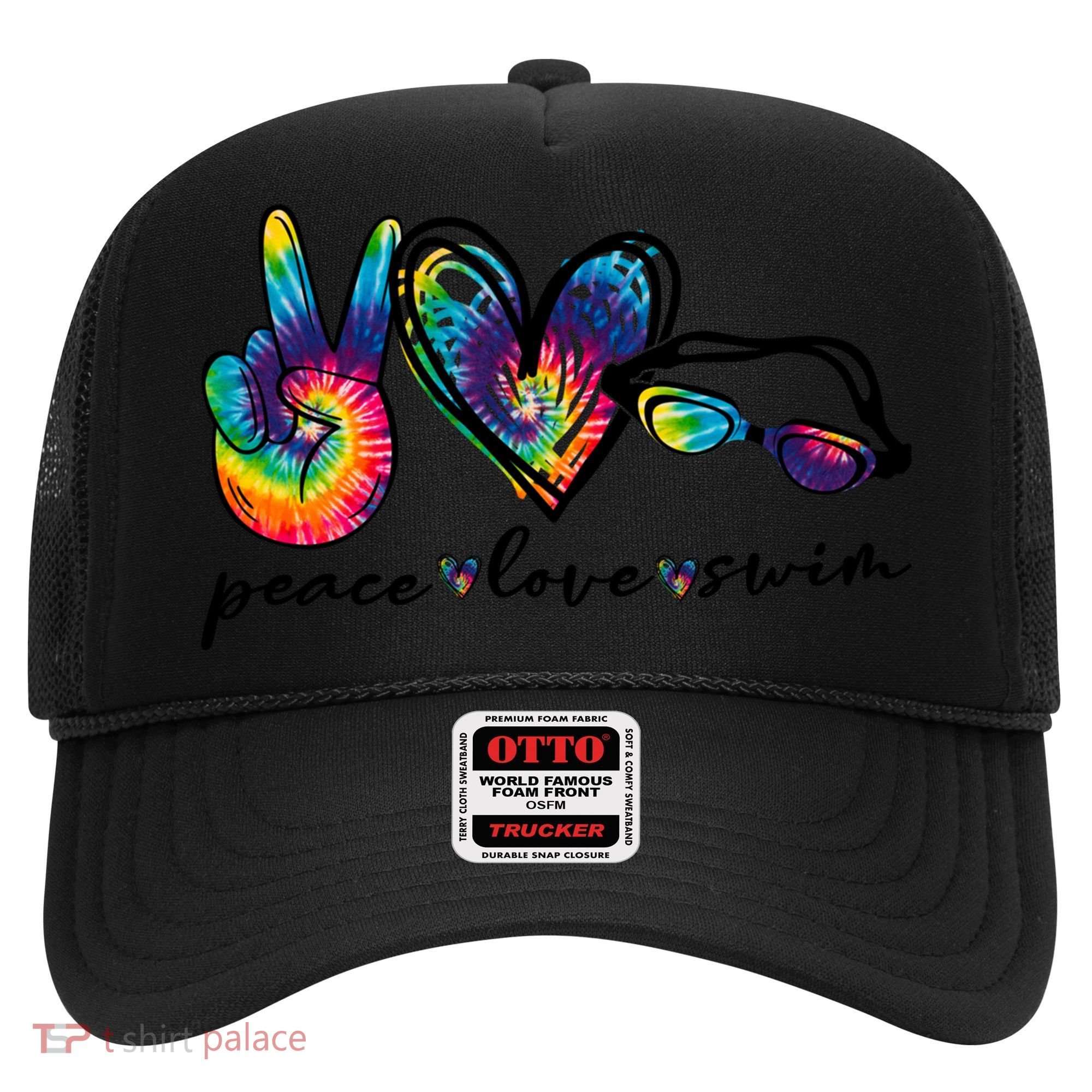 Peace Love Swim Goggles Tie Dye Swimmer Swimming Gift Hat