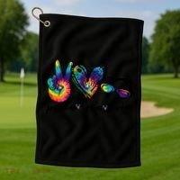 Peace Love Swim Goggles Tie Dye Swimmer Swimming Gift Golf Towel thumb 1