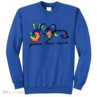 Peace Love Swim Goggles Tie Dye Swimmer Swimming Gift Sweatshirt thumb 0