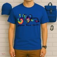 Peace Love Swim Goggles Tie Dye Swimmer Swimming Gift T-Shirt thumb 6