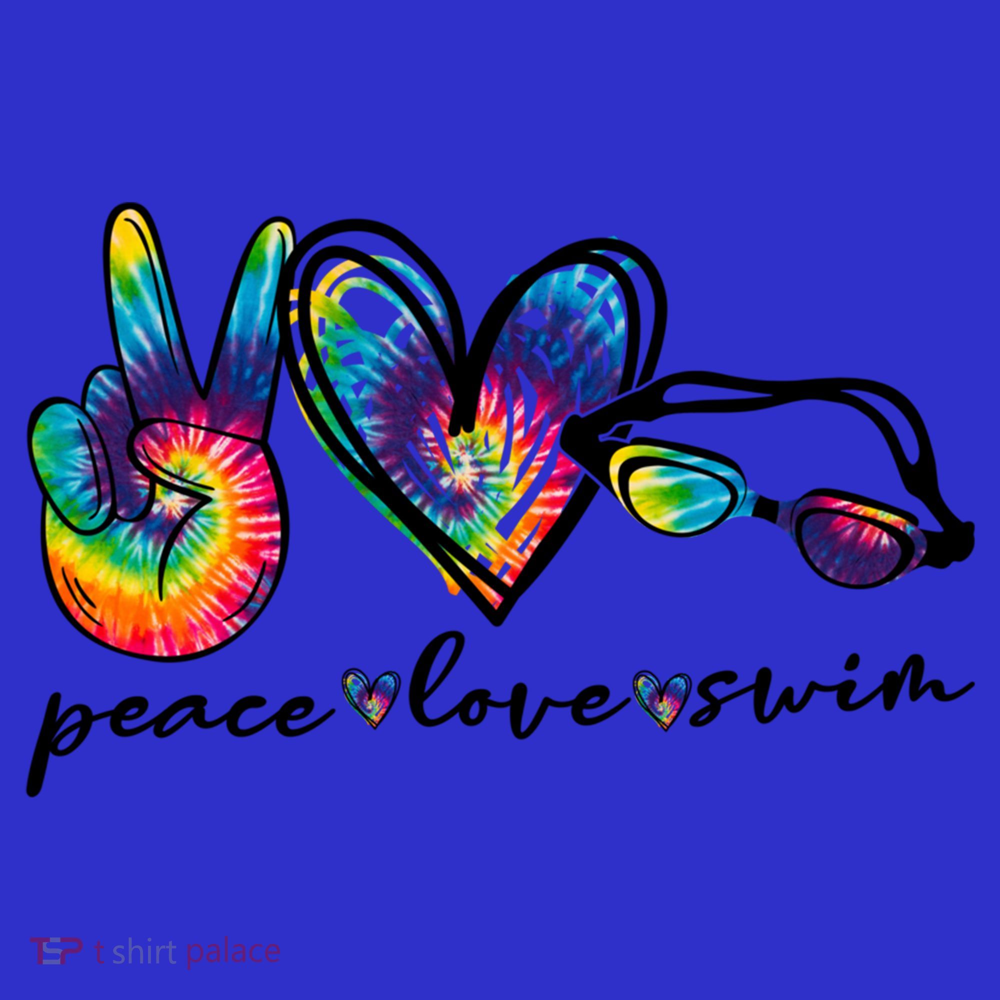 Peace Love Swim Goggles Tie Dye Swimmer Swimming Gift T-Shirt