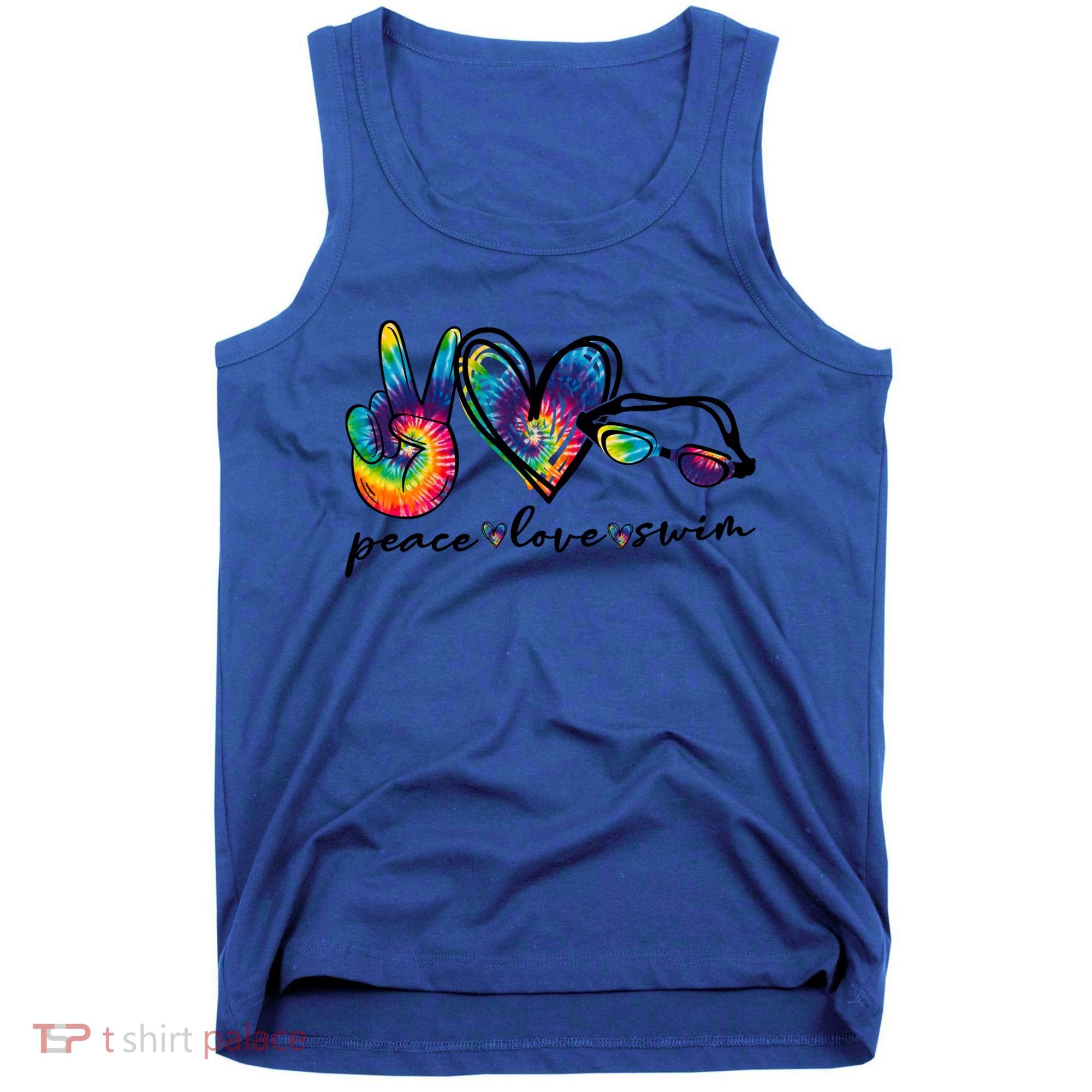 Peace Love Swim Goggles Tie Dye Swimmer Swimming Gift Tank Top