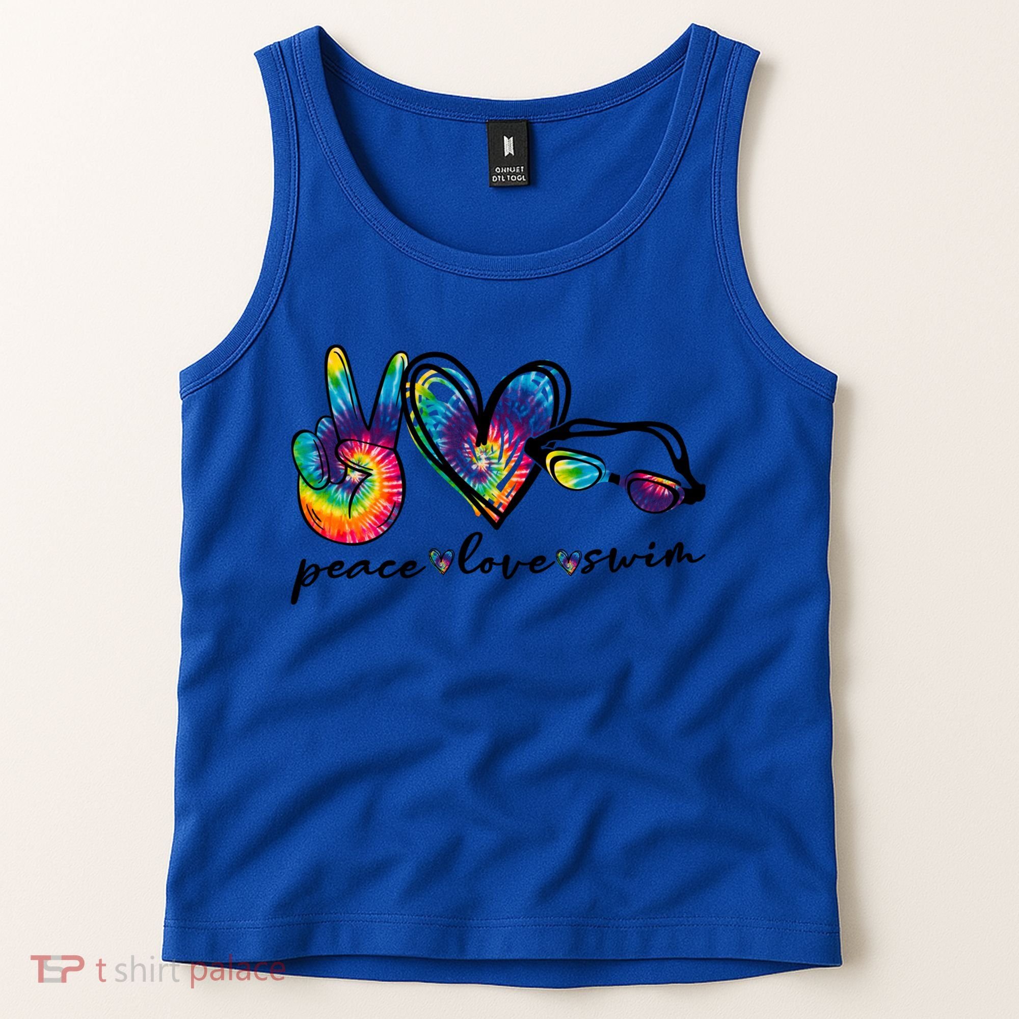 Peace Love Swim Goggles Tie Dye Swimmer Swimming Gift Tank Top