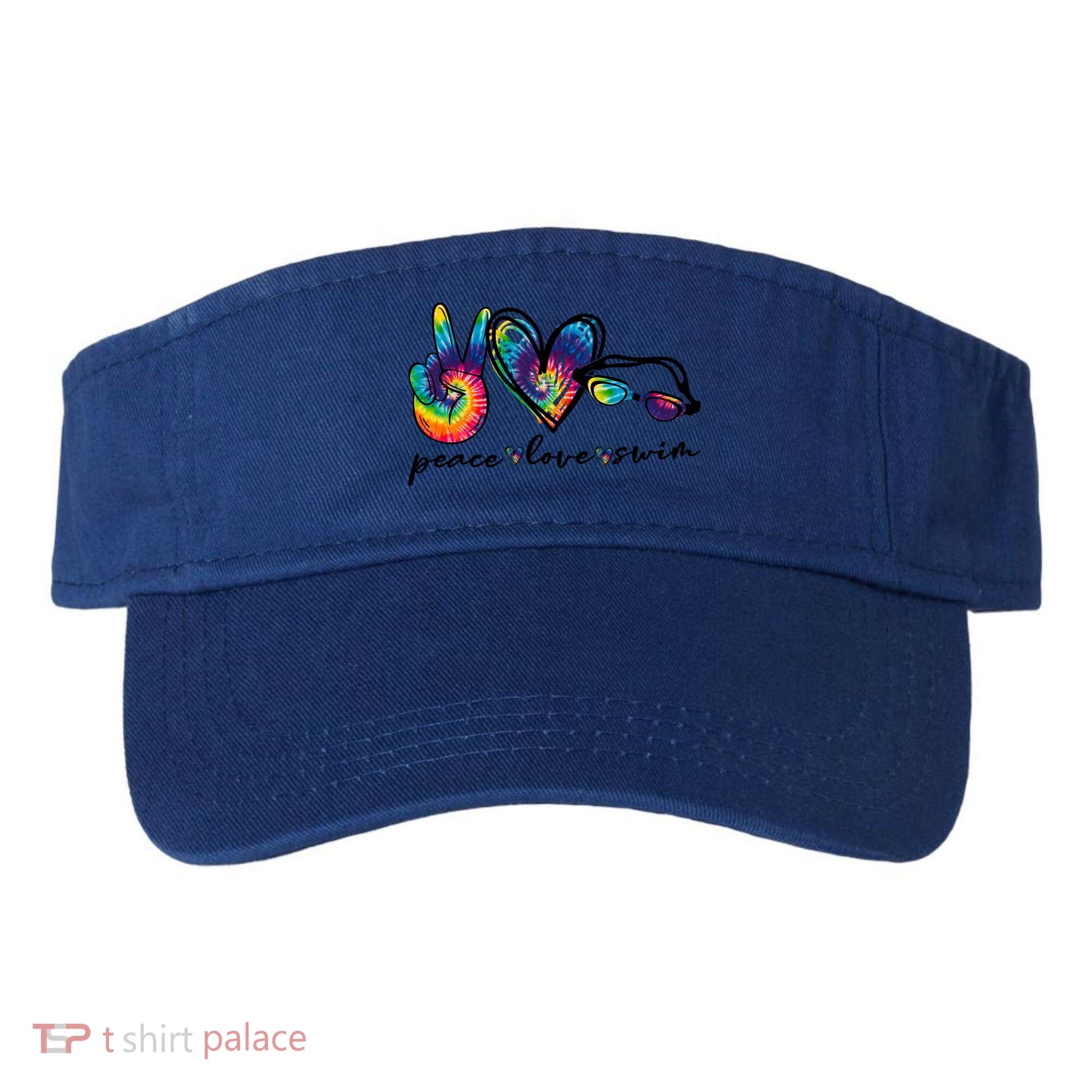 Peace Love Swim Goggles Tie Dye Swimmer Swimming Gift Visor