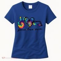 Peace Love Swim Goggles Tie Dye Swimmer Swimming Gift Women's T-Shirt thumb 0