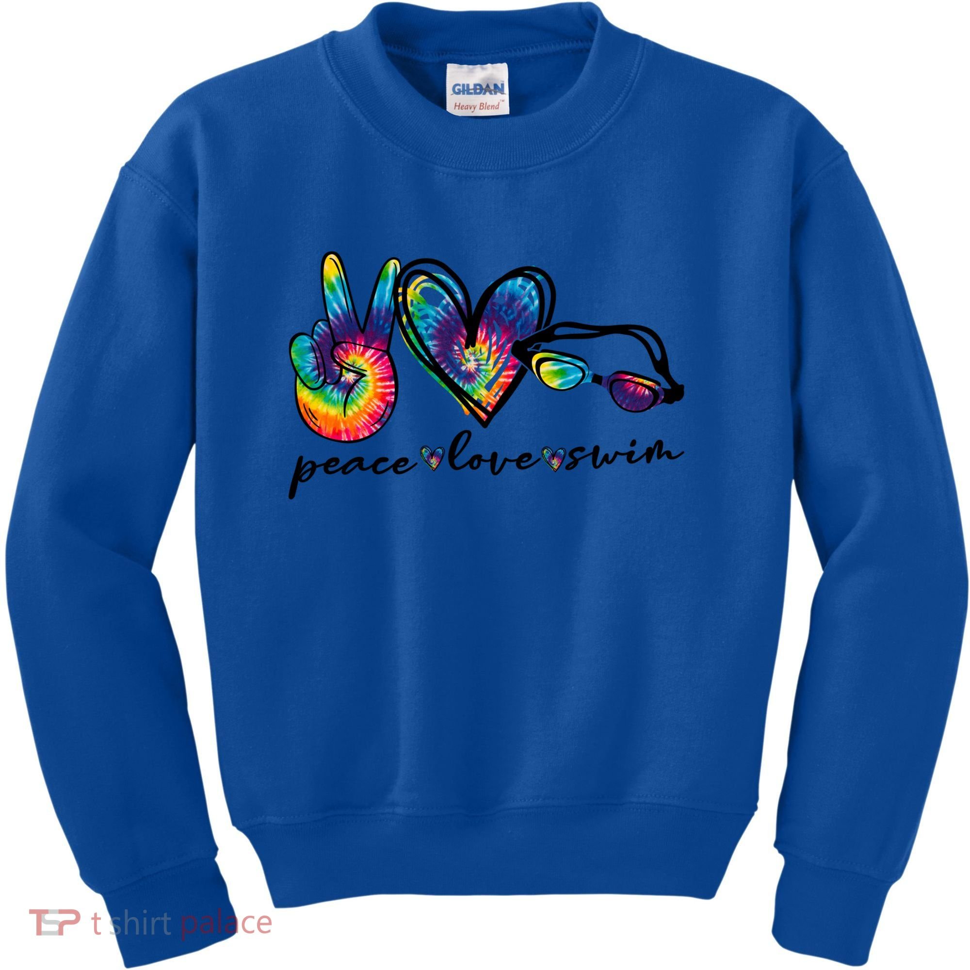 Peace Love Swim Goggles Tie Dye Swimmer Swimming Gift Kids Sweatshirt