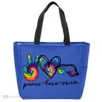 Peace Love Swim Goggles Tie Dye Swimmer Swimming Gift Tote Bag thumb 0
