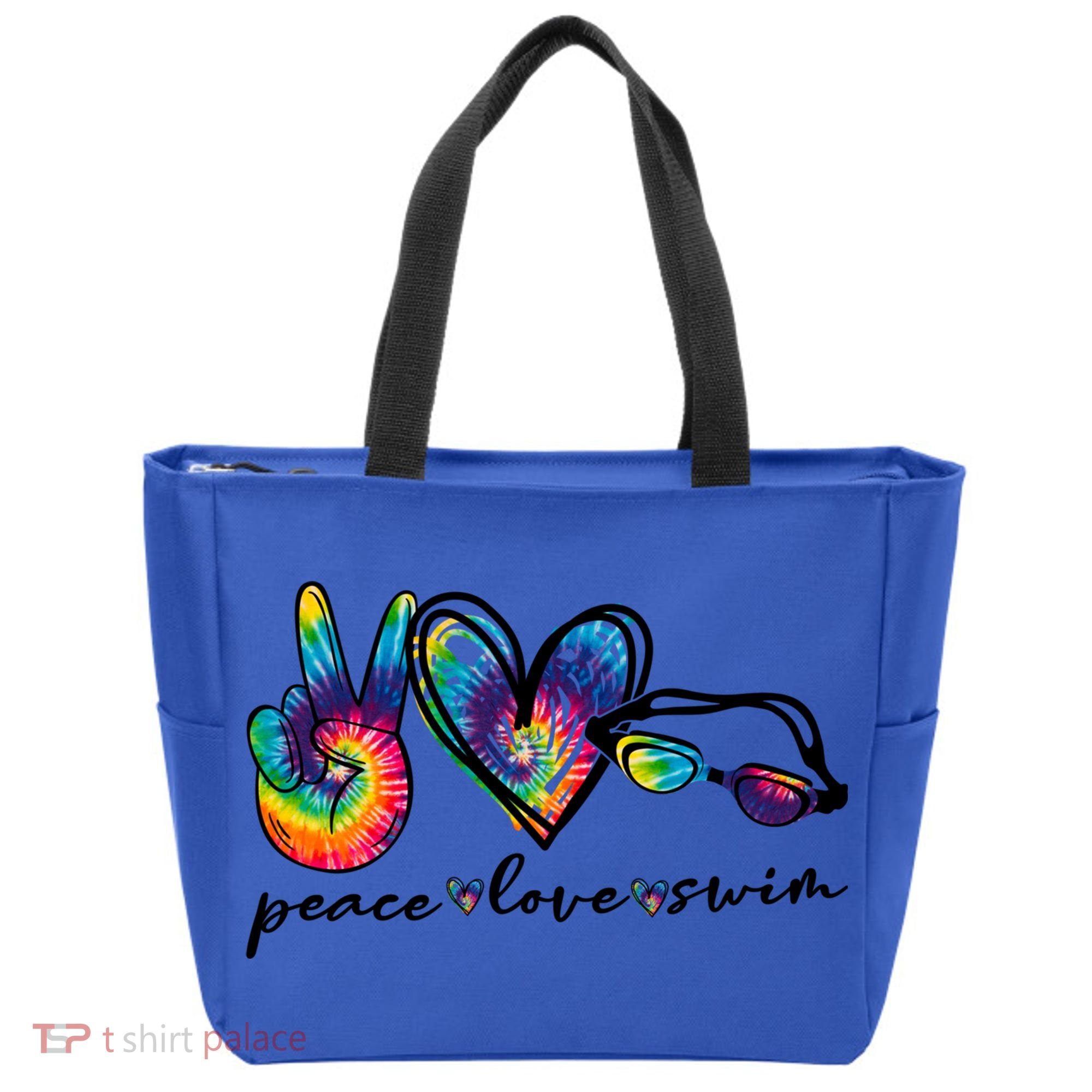 Peace Love Swim Goggles Tie Dye Swimmer Swimming Gift Tote Bag