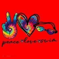 Peace Love Swim Goggles Tie Dye Swimmer Swimming Gift Santa Hat thumb 1