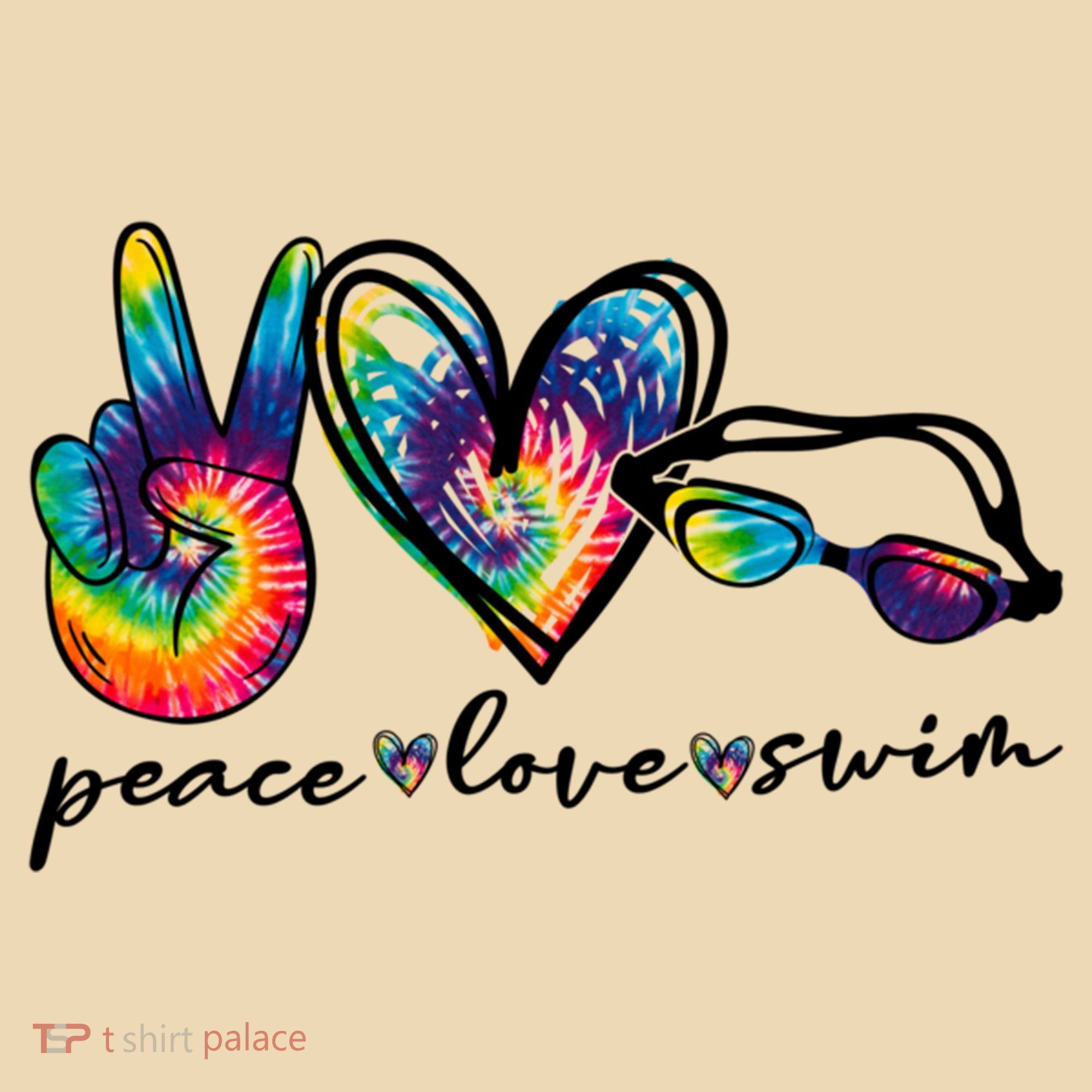 Peace Love Swim Goggles Tie Dye Swimmer Swimming Cool Gift Tote Bag