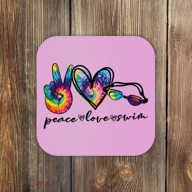 Peace Love Swim Goggles Tie Dye Swimmer Swimming Cool Gift Coaster