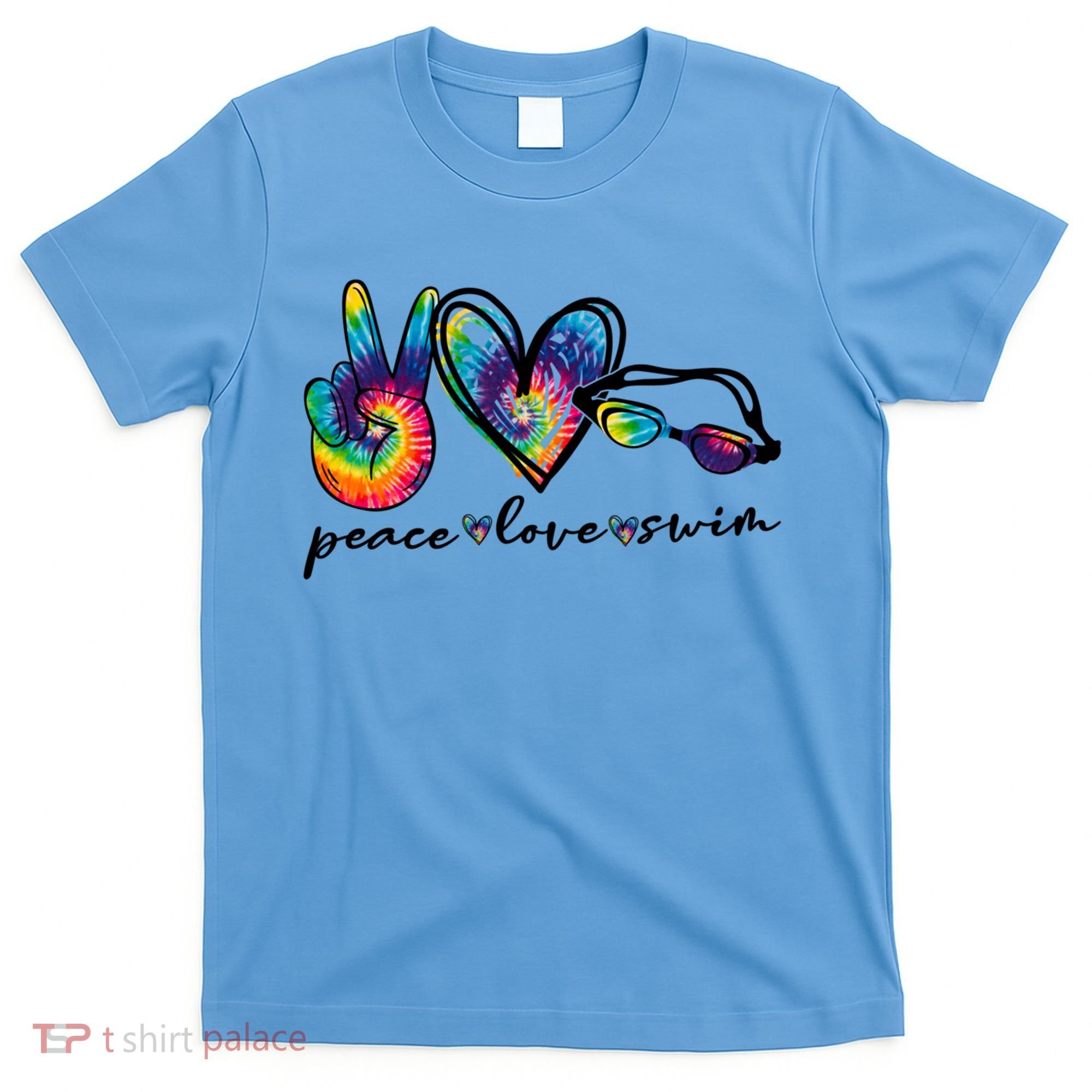 Peace Love Swim Goggles Tie Dye Swimmer Swimming Cool Gift T-Shirt