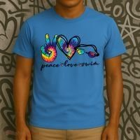 Peace Love Swim Goggles Tie Dye Swimmer Swimming Cool Gift T-Shirt thumb 3