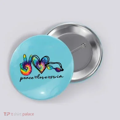 Peace Love Swim Goggles Tie Dye Swimmer Swimming Cool Gift Button