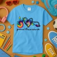 Peace Love Swim Goggles Tie Dye Swimmer Swimming Cool Gift Kids T-Shirt thumb 3