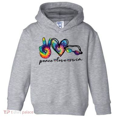 Peace Love Swim Goggles Tie Dye Swimmer Swimming Cool Gift Toddler Hoodie