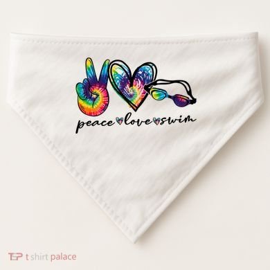 Peace Love Swim Goggles Tie Dye Swimmer Swimming Cool Gift USA-Made Doggie Bandana