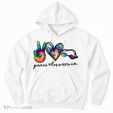 Peace Love Swim Goggles Tie Dye Swimmer Swimming Cool Gift Hoodie